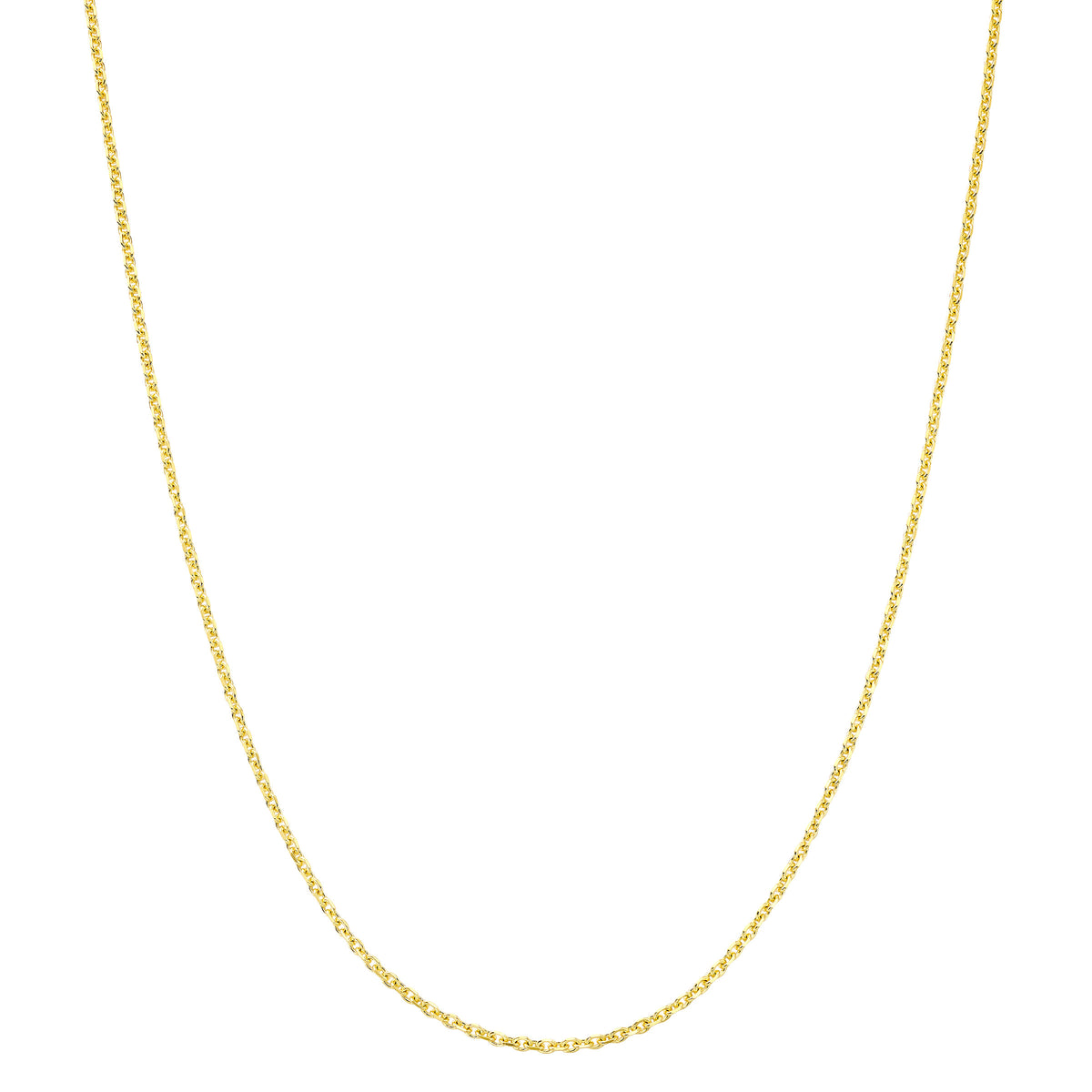 14kt Yellow Gold Cable Chain with Diamond-Cut Finish, adjustable 16–18 in, Lobster Clasp, Made in Italy