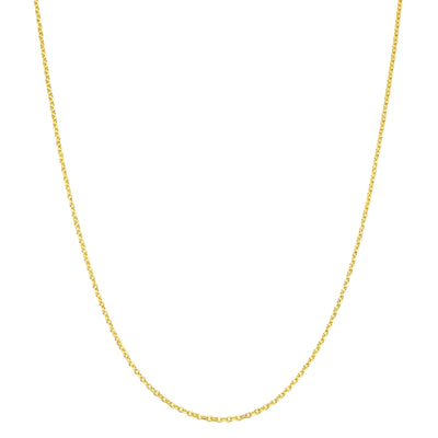 14kt Yellow Gold Cable Chain with Diamond-Cut Finish, adjustable 16–18 in, Lobster Clasp, Made in Italy
