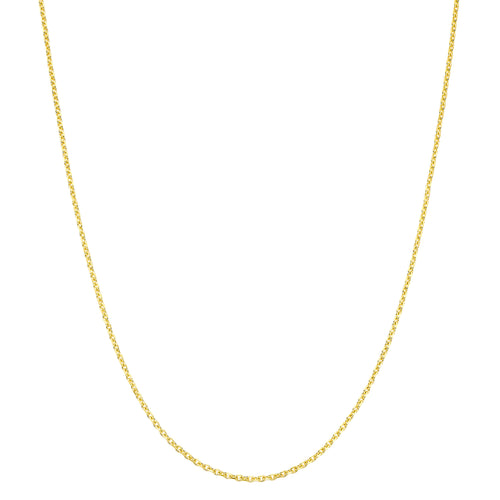 14kt Yellow Gold Cable Chain with Diamond-Cut Finish, adjustable 16–18 in, Lobster Clasp, Made in Italy