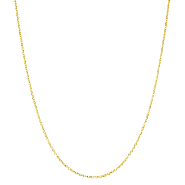 14kt Yellow Gold Cable Chain with Diamond-Cut Finish, adjustable 16–18 in, Lobster Clasp, Made in Italy