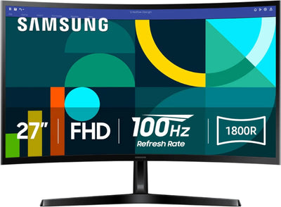 Samsung 27" Essential S3 (S36GD) Series FHD 1800R Curved Computer Monitor,