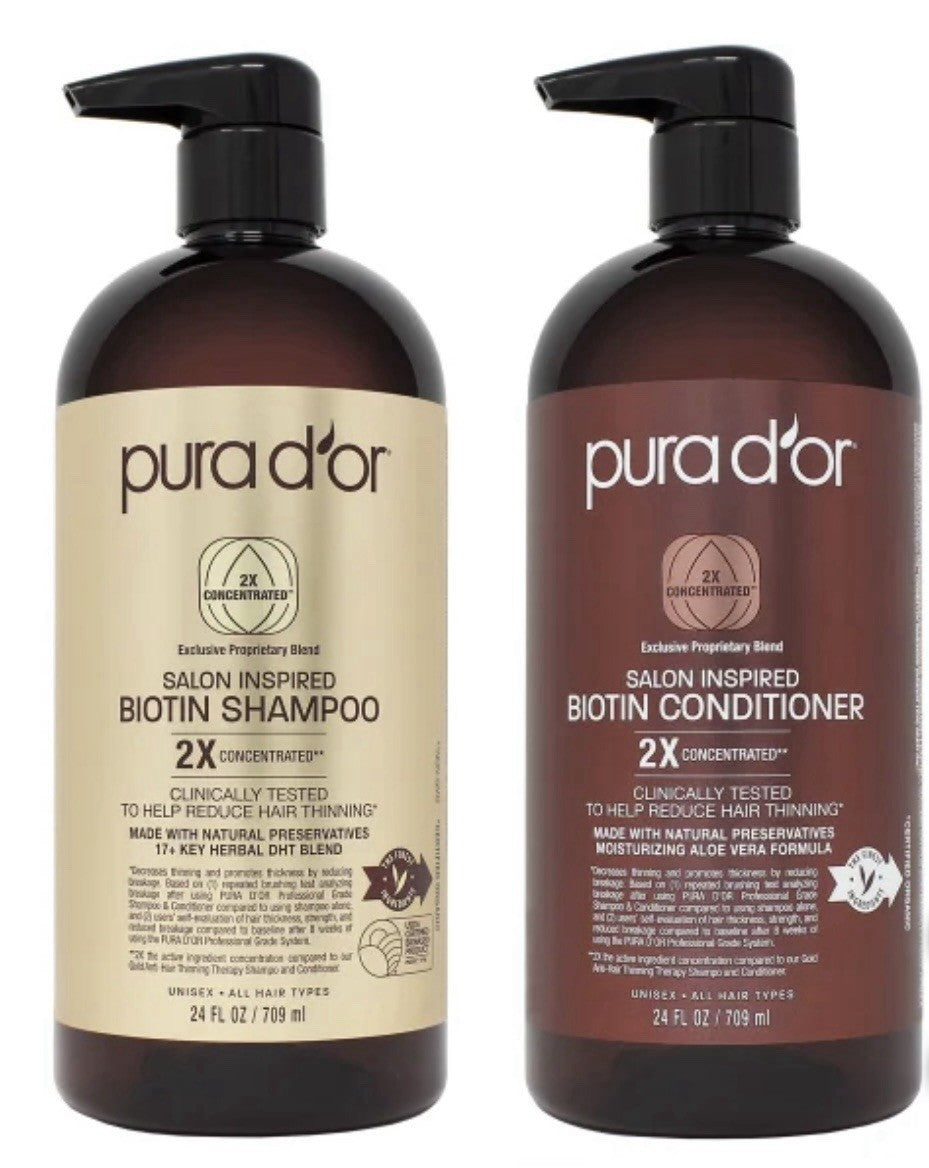 Pura d'or Salon Inspired Biotin Shampoo & Conditioner Set XL 24 Oz!!