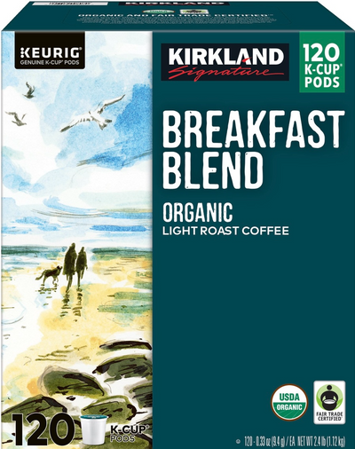 Kirkland Signature Coffee Organic Light Roast K-Cups Pod  - 120 Count (4054238)