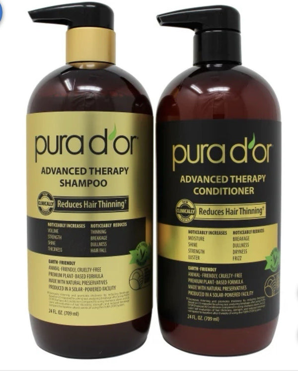 Pura d'or Advanced Therapy Anti-Hair Thinning Shampoo & Conditioner Set