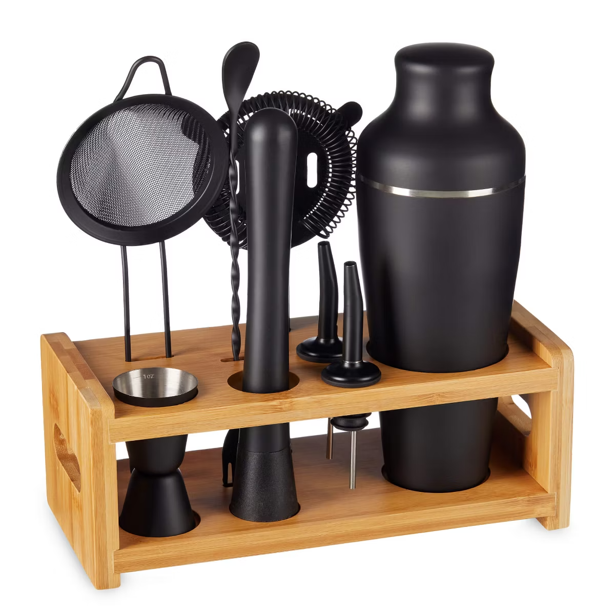 8-Piece Cocktail Shaker Bartender Kit with Stand, Boston Shaker, Mixing Spoon
