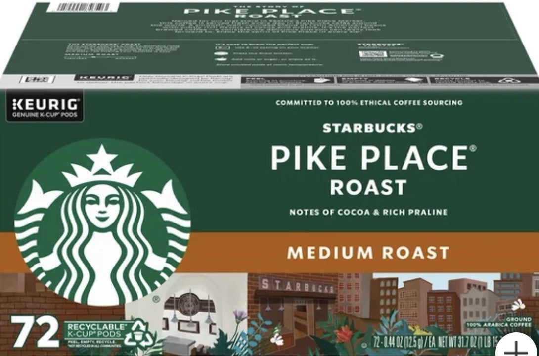 Starbucks Pike Place Medium Roast K-Cup, 72-count/ Fresh