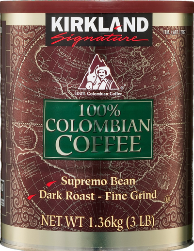 Kirkland 3lb Fine Grind Supremo Bean Colombian Coffee - Dark Roast (17767)