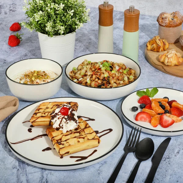 Gibson Home Oslo 16-Piece Porcelain Dinnerware Set, Service for 4 – White Plates
