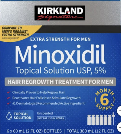 Kirkland Minoxidil 5% Extra Strength Men 6 Month Supply Hair Regrowth Solution