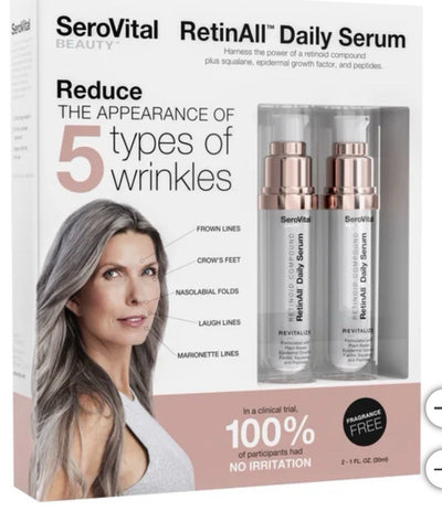 SeroVital RetinAll Daily Serum, Potent Retinoid Compound 1.0 Oz, 2-pack