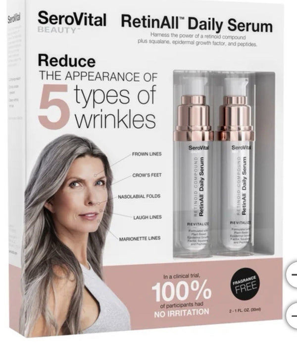 SeroVital RetinAll Daily Serum, Potent Retinoid Compound 1.0 Oz, 2-pack