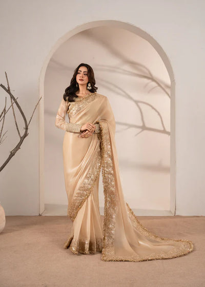 Pakistani designer Saree with full stitched blouse-Free shipping