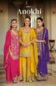 Chinon Embroidery elegant exclusive party suit-3 sets-Free shipping